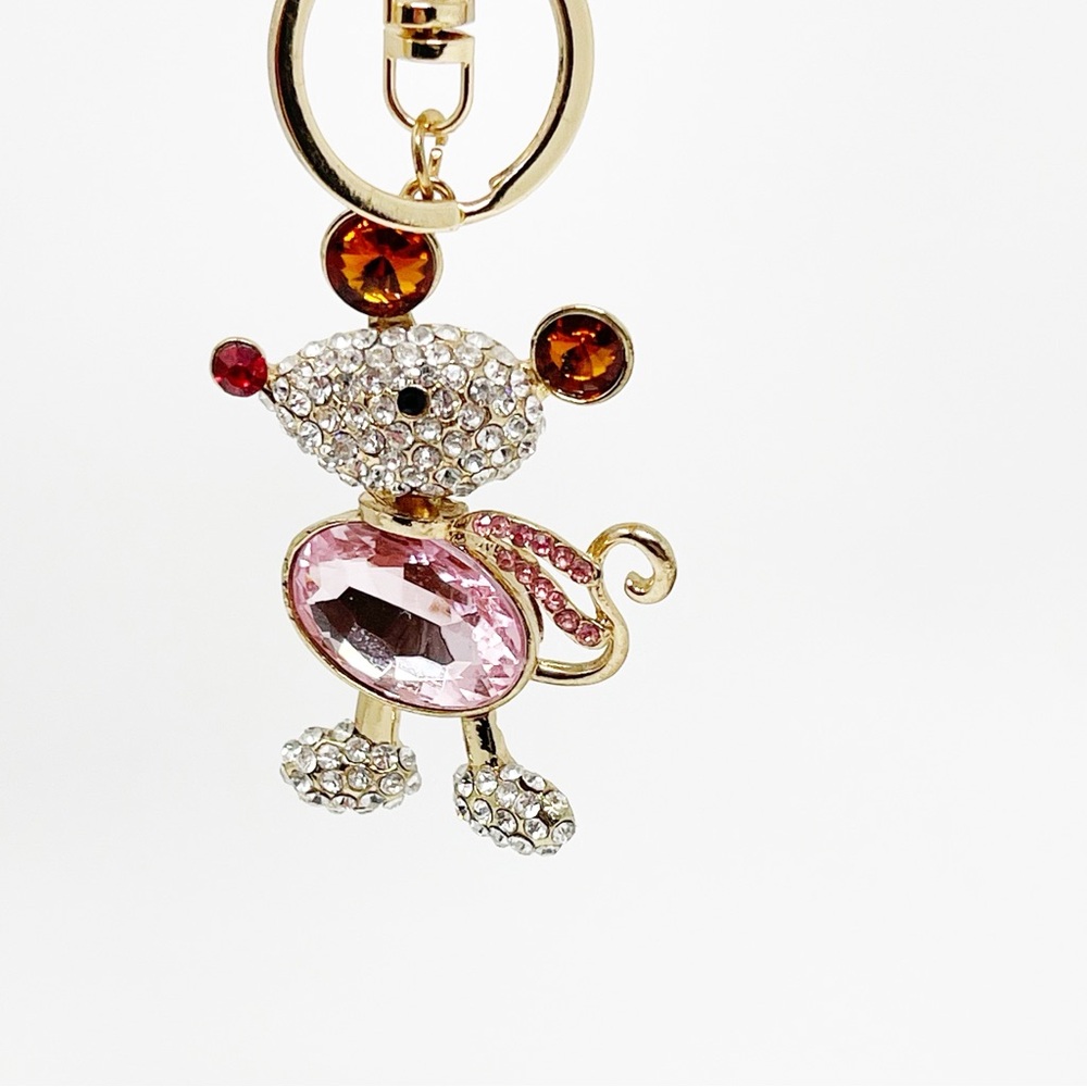NWT Crystal Mouse Rhinestone-Adorned Keychain Purse Handbag Charm Key-Chain - Picture 4 of 8